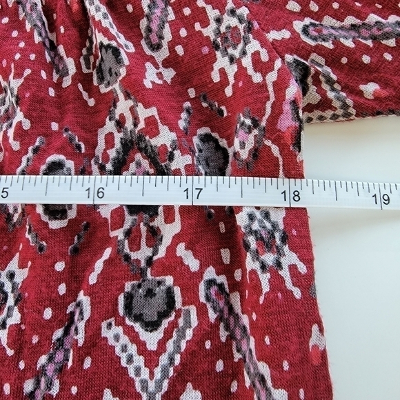 Lucky Brand Red Aztec V-Neck Long Sleeve Tunic - Size S/P - Picture 5 of 7